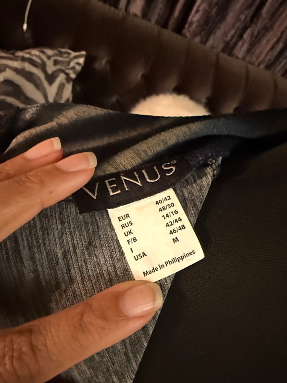 VENUS Metallic Black and Silver Mock-Neck Long Sleeve Bodycon Dress - Picture 6 of 7